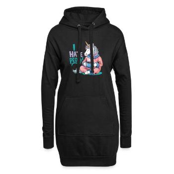 Einhorn Kaffee Morgenmuffel Lustig Introvertiert - Hoodie-Kleid - Schwarz - Vorne