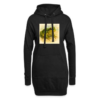 Aquarell Grüner Frosch - Hoodie-Kleid - Schwarz - Vorne