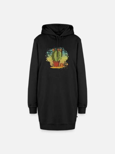 Blumen - Hoodie-Kleid - Schwarz