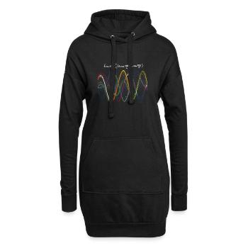 Ondes colorées en séries sinusoïdales et fouriériennes - Sweat-shirt à capuche long Femme - noir - Devant