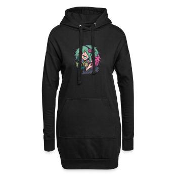 Neon Gasmaske Punk Porträt - Hoodie-Kleid - Schwarz - Vorne
