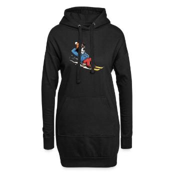 Chien de ski détendu avec lunettes de soleil et chapeau - Sweat-shirt à capuche long Femme - noir - Devant