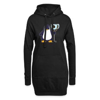 Pinguin Kaffee Tasse - Hoodie-Kleid - Schwarz - Vorne