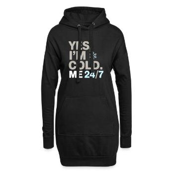 Ja, mir ist kalt 24/7 Schneeflocke Winter Humor Design - Hoodie-Kleid - Schwarz - Vorne