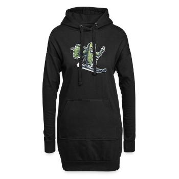 Super-héros Concombre Sur Skis Drôle Ski Humour - Sweat-shirt à capuche long Femme - noir - Devant