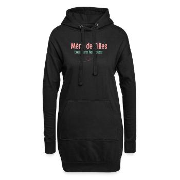 Mère de filles toujours heureuse - Sweat-shirt à capuche long Femme - noir - Devant