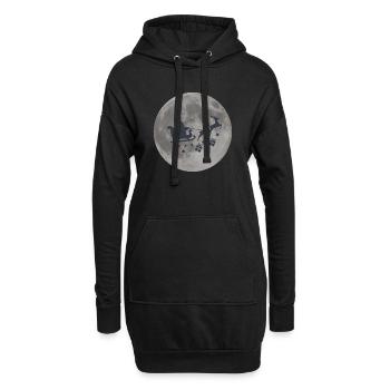Magische Vollmondnacht mit Santa & Rentieren - Hoodie-Kleid - Schwarz - Vorne