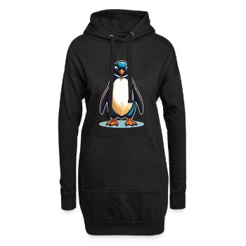 Cooler Pinguin – Süß, frech und sympathisch - Hoodie-Kleid - Schwarz - Vorne