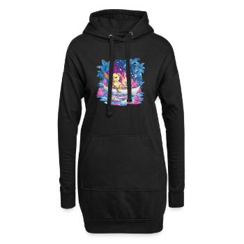 Teddy Boat Dream Sous Le Ciel Étoilé - Sweat-shirt à capuche long Femme - noir - Devant