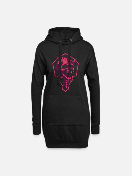 Geometric Pink Skull - Hoodie Dress - black
