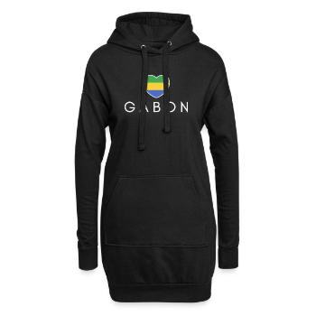 Herz mit gabunischer Flagge, gabunischer Stolz - Hoodie-Kleid - Schwarz - Vorne