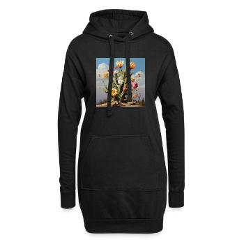 Kaktusblüten Farbtraum - Hoodie-Kleid - Schwarz - Vorne