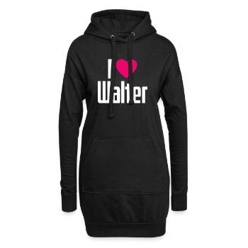 J’adore Walter Cœur Rose J’aime Walter - Sweat-shirt à capuche long Femme - noir - Devant