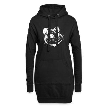 Knuffiger Hamster mit fröhlichen lebhaften Augen - Hoodie-Kleid - Schwarz - Vorne