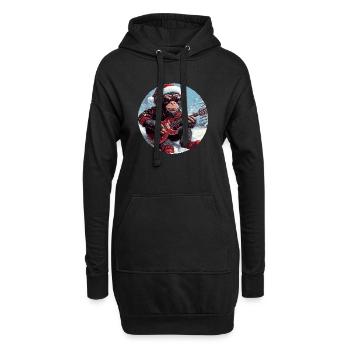 Guitare de Noël Singe - Sweat-shirt à capuche long Femme - noir - Devant