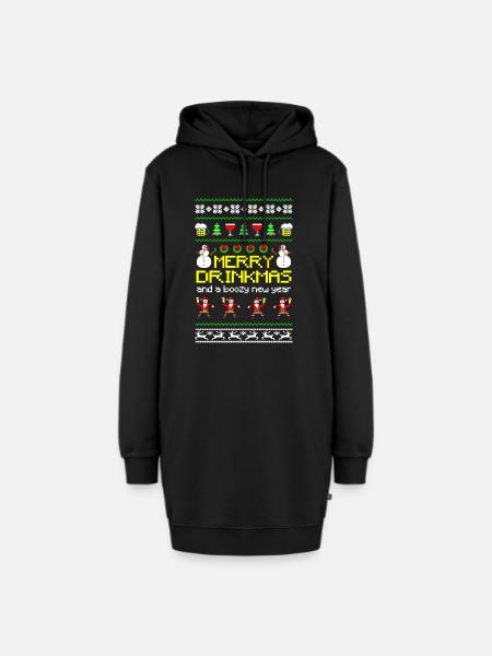 Merry Drinkmas - Hoodie-Kleid - Schwarz
