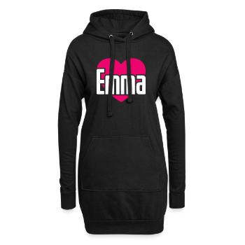 J’aime Emma Coeur rose J’aime Emma - Sweat-shirt à capuche long Femme - noir - Devant
