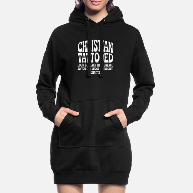 Un look tatoué chrétien sous la surface Sweat-shirt à capuche long Femme