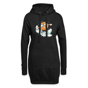 Coole Snowboard Orange mit Sonnenbrille - Hoodie-Kleid - Schwarz - Vorne
