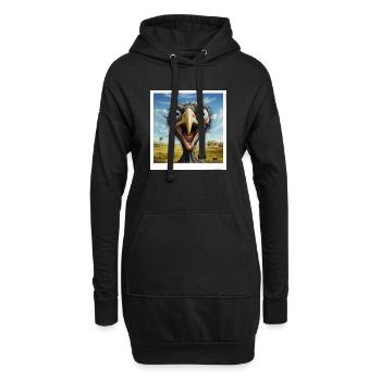 Visage d’autruche bizarre dans la savane - Sweat-shirt à capuche long Femme - noir - Devant
