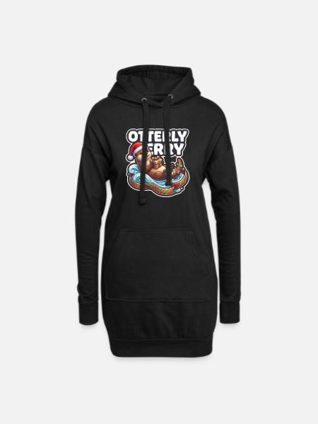 Otterly Merry Weihnachtsotter - Hoodie-Kleid - Schwarz