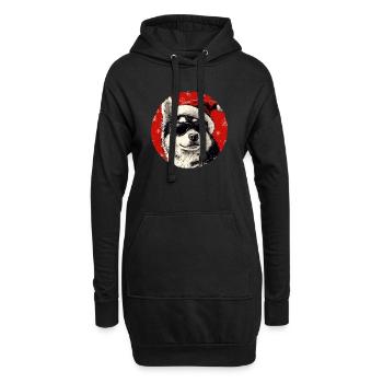 Père Noël husky avec des lunettes de soleil - Sweat-shirt à capuche long Femme - noir - Devant
