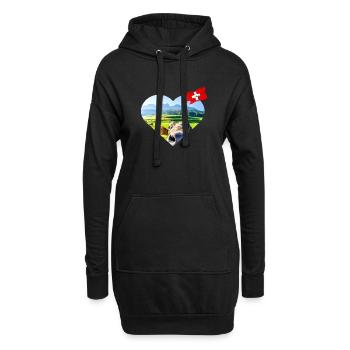 Avec amour Schweiz - Sweat-shirt à capuche long Femme - noir - Devant