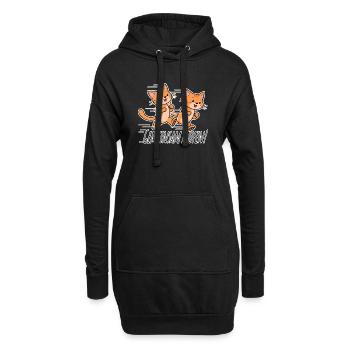 Gemeinsam laufen! Niedliche Katzen Lauf-Team! - Hoodie-Kleid - Schwarz - Vorne