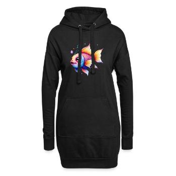 Lebendiger Regenbogenwassermann - Hoodie-Kleid - Schwarz - Vorne
