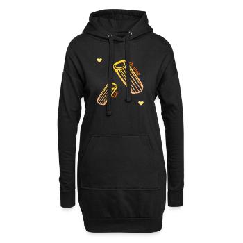 Pâtes Relation Amour - Sweat-shirt à capuche long Femme - noir - Devant