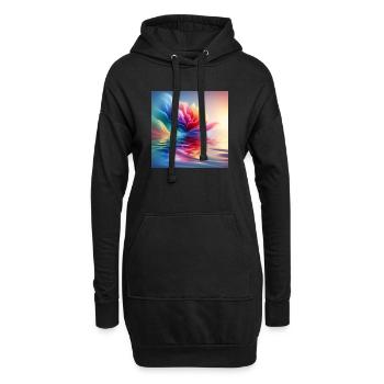 Abstrakte Blumenwellen 1 - Hoodie-Kleid - Schwarz - Vorne