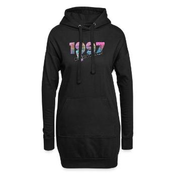 1997 – Début de la vie quotidienne numérique - Sweat-shirt à capuche long Femme - noir - Devant