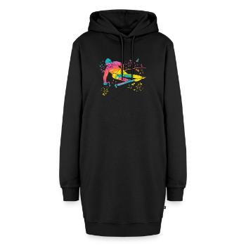 Alpin Ski Wintersport Nordischer Skilauf - Hoodie-Kleid - Schwarz - Vorne