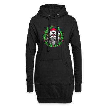 Père Noël circulaire de Noël avec des branches - Sweat-shirt à capuche long Femme - noir - Devant