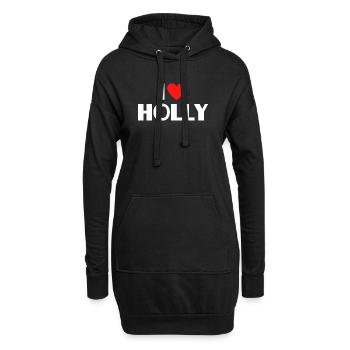 Ich liebe Holly rotes Herz Retro Statement  - Hoodie-Kleid - Schwarz - Vorne