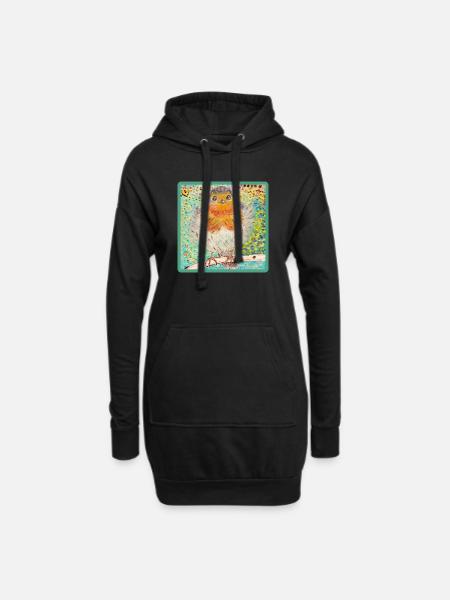 Rotkehlchen /Robin - Hoodie-Kleid - Schwarz