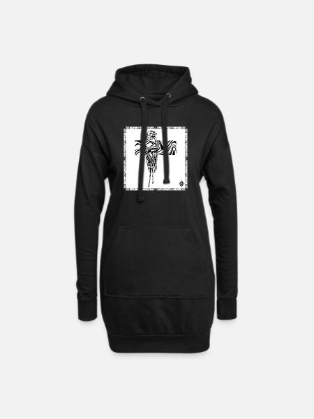 Abstrakter Papagei im fließenden Kreuz - Hoodie-Kleid - Schwarz