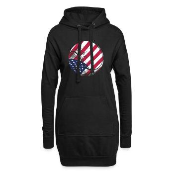 Patriotischer Tennisball Amerikanische Flagge Sportfan Gif - Hoodie-Kleid - Schwarz - Vorne