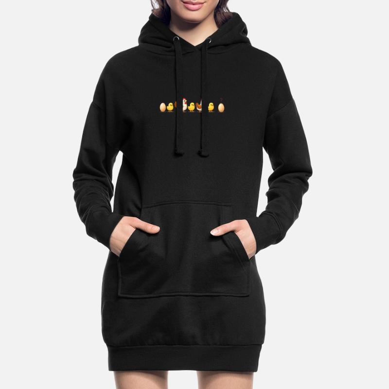 Evolution oeuf poussin poule darwin Sweat-shirt à capuche long Femme