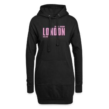 Typographie londonienne Pink Bold - Sweat-shirt à capuche long Femme - noir - Devant