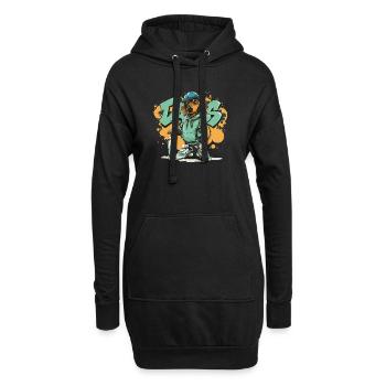 Graffiti Hund mit Hoodie - Hoodie-Kleid - Schwarz - Vorne