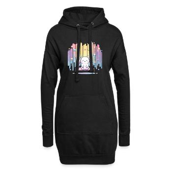 Pastellhäschen auf Schaukel Regenbogen - Hoodie-Kleid - Schwarz - Vorne