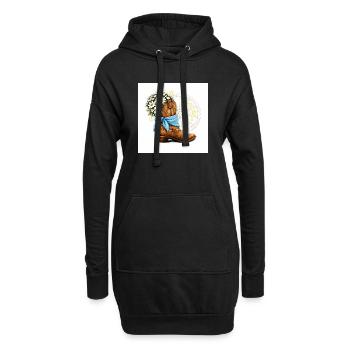Linedance Boot blaues Halstuch weiße Blüten Rad - Hoodie-Kleid - Schwarz - Vorne