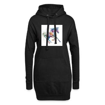 Lebendiges Aquarellpferd - Hoodie-Kleid - Schwarz - Vorne