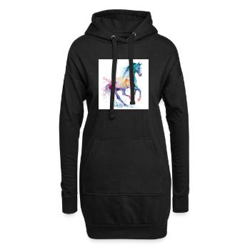 Cheval aquarelle arc-en-ciel - Sweat-shirt à capuche long Femme - noir - Devant