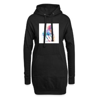Cheval aquarelle arc-en-ciel - Sweat-shirt à capuche long Femme - noir - Devant