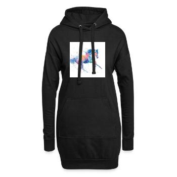 Regenbogen-Aquarell-Galopppferd - Hoodie-Kleid - Schwarz - Vorne