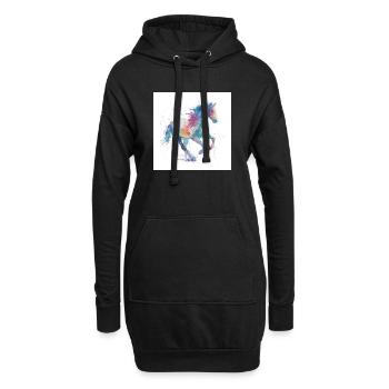 Cheval aquarelle au galop arc-en-ciel - Sweat-shirt à capuche long Femme - noir - Devant