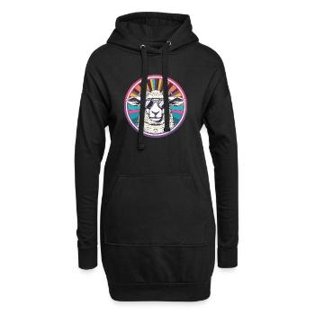 Sonnen-Schaf mit Retro-Sonnenbrille - Hoodie-Kleid - Schwarz - Vorne