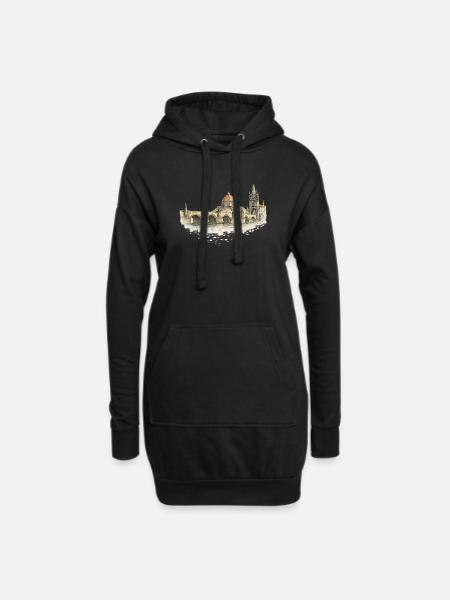 Florentiner Brücke & Dom Watercolor - Hoodie-Kleid - Schwarz